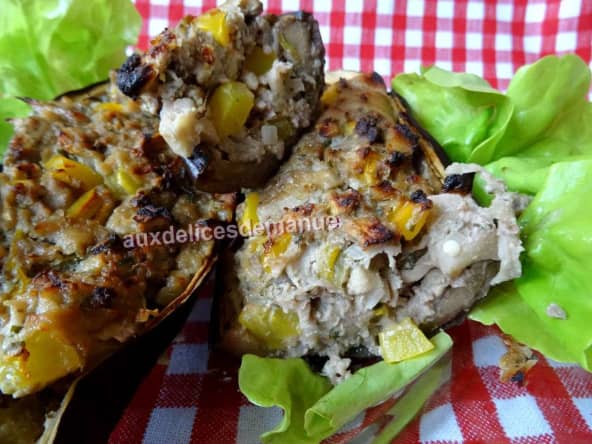 Aubergines farcies au bœuf et au poivron