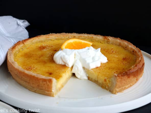 Tarte façon crème brûlée à l'orange avec sa couche caramélisée et craquante