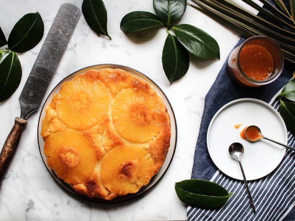 Gâteau renversé à l’ananas légèrement caramélisé