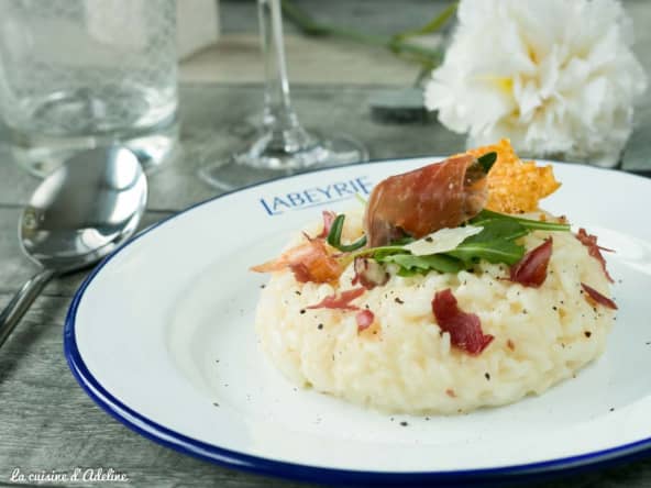 Risotto au riz arborio, pata negra, parmesan et roquette