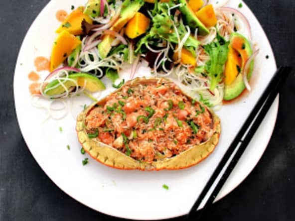 Tourteaux farcis et salade à la thaï