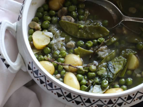 Ragoût vegan de fèves et petits pois de ma grand mère