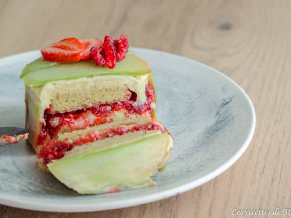 Entremets rhubarbe et fraises