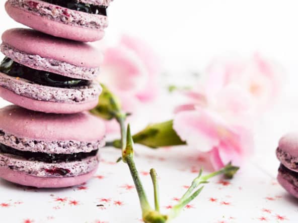 Macarons myrtilles et violette