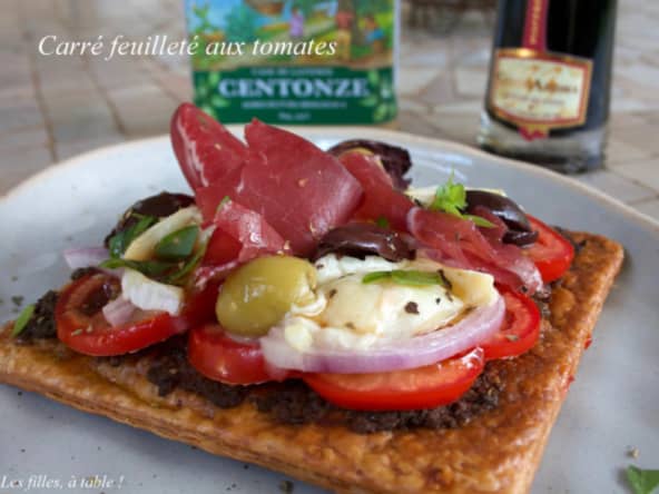 Carrés feuilletés tomates et tapenade