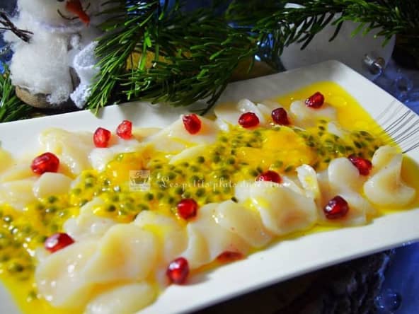 Carpaccio de noix de saint-jacques au fruit de la passion