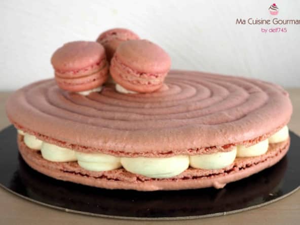 Macaron géant vanille framboise