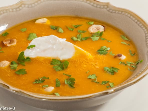 Velouté de courge butternut aux cèpes et à la ricotta