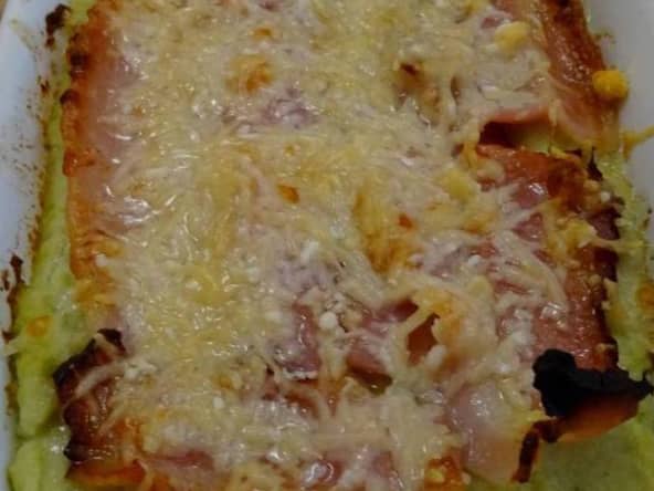 Purée de chou romanesco au St-Môret, gratinée à la poitrine fumée et parmesan