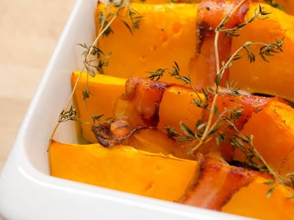 Courge butternut au bacon et au thym