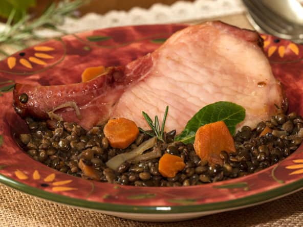 Côtes de porc fumées aux lentilles