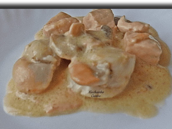 Saint-Jacques et saumon comme une blanquette