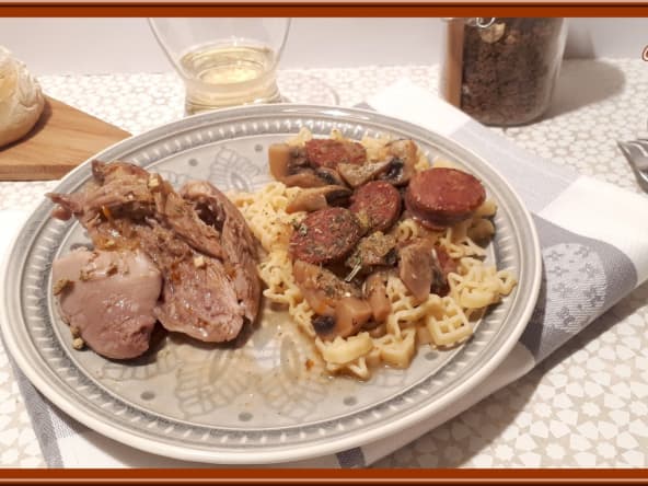 Cuisses de dinde au chorizo et champignons