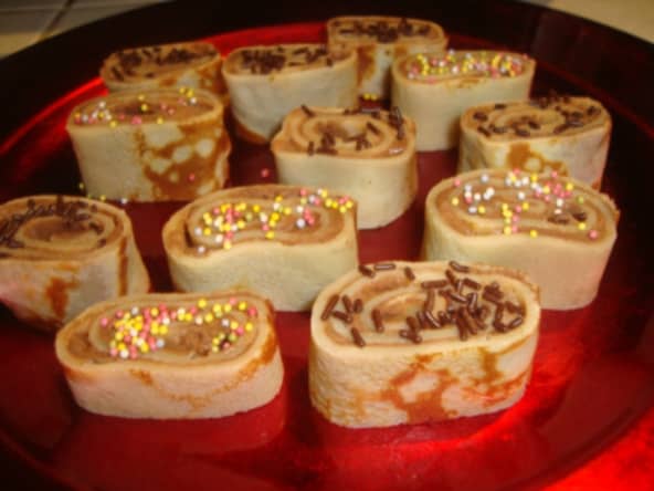 Makis de crêpes poire et praliné