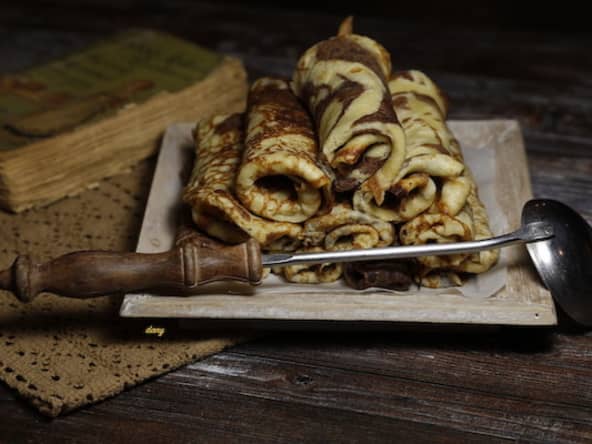 Crêpes marbrées au chocolat et lait d'amande