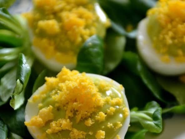 Oeufs mimosa au vert de poireaux