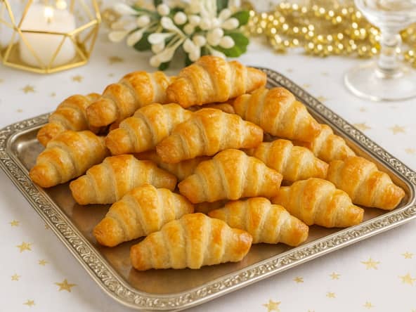 Petit croissant feuilleté apéritif au foie gras