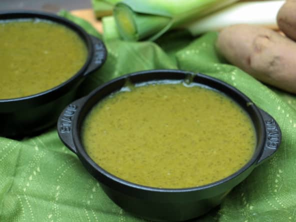 Soupe au vert de poireau et tapioca
