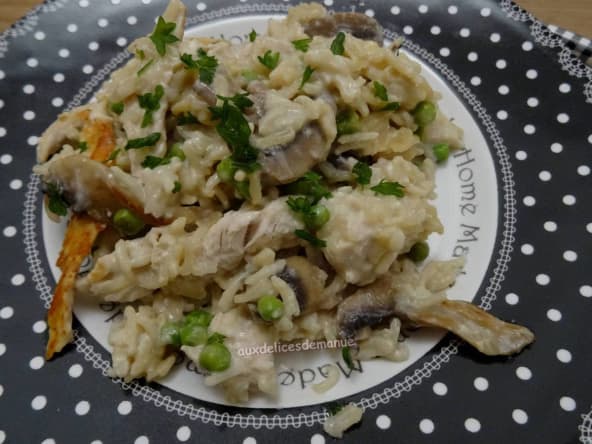 Emincés de dinde au riz et légumes