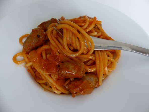 spaghetti aux chipolatas