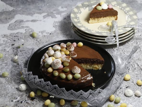 Génoise amandes à la mousse au chocolat