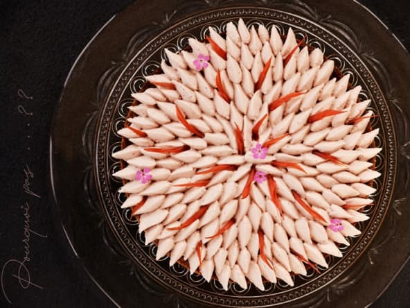 Tarte rhubarbe, nuage de fraise