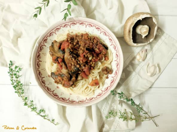 Spaghettis à la sauce bolognaise végétale