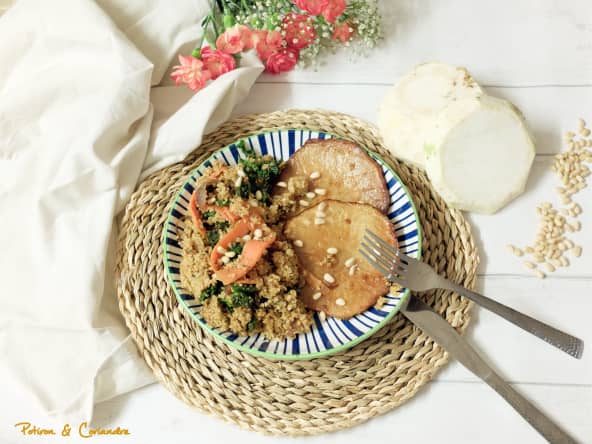 Steak de céleri rave et couscous au kale : une recette vegan