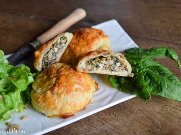 Petits feuilletés au petit épeautre, épinards, bettes et chèvre