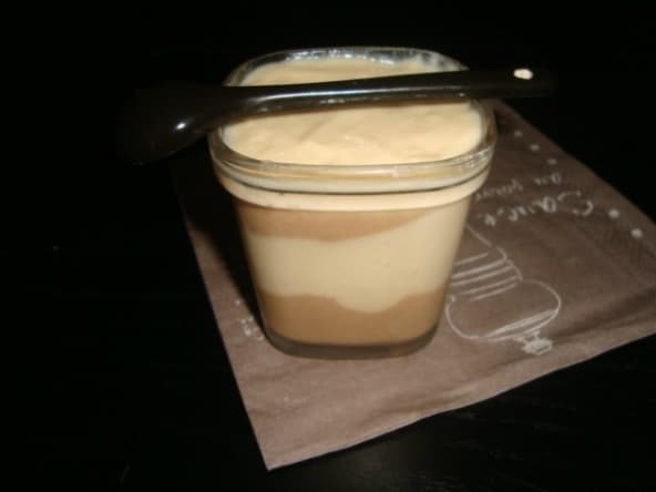 Crème marbré danette à la vanille et au chocolat au caramel