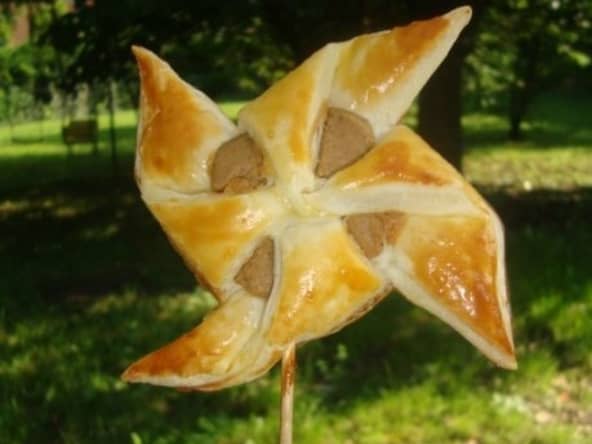 Feuilletés sucrés moulin à vent au beurre de cacahuète
