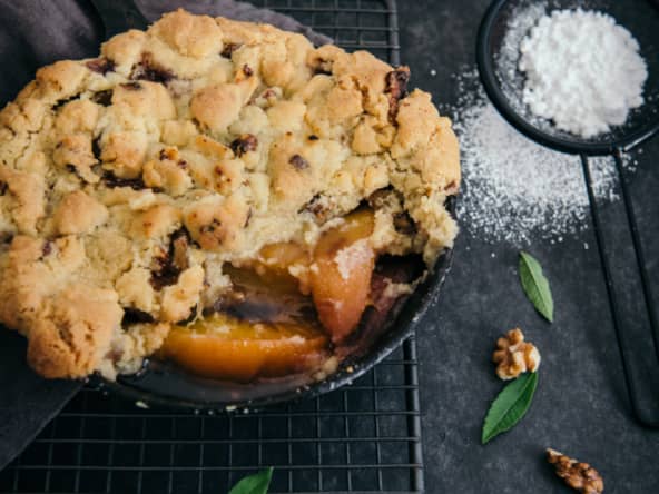 Crumble pêche et verveine