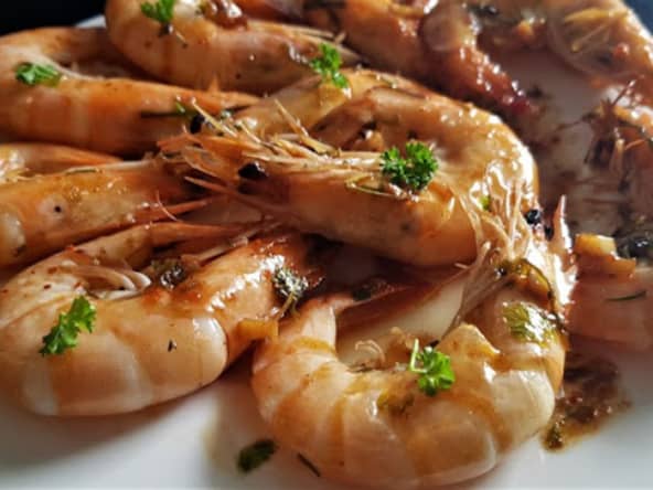 Gambas flambées au rhum arrangé