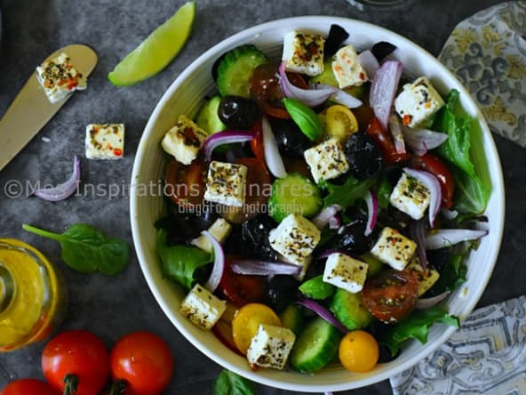 Salade de tomate concombre et chèvre
