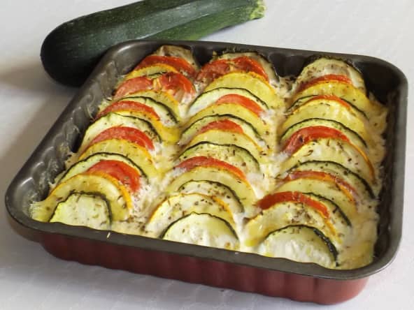 Tian de courgettes et tomates à la mozzarella