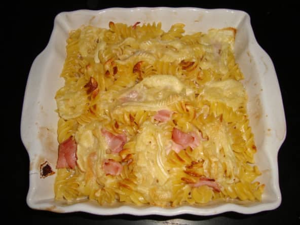 Gratin de torsades au jambon façon tartiflette