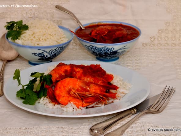 Crevettes sauce tomates.