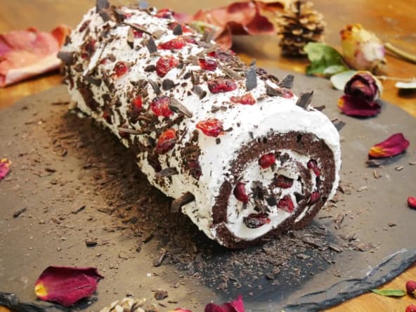 Bûche de noël sans gluten, sans lactose et sans sucre raffiné