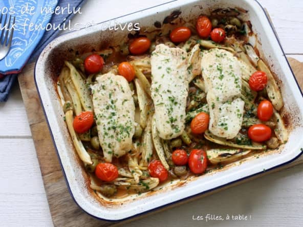 Dos de merlu aux fenouils et olives