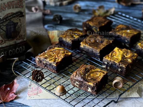 Brownie au chocolat, noix et citrouille