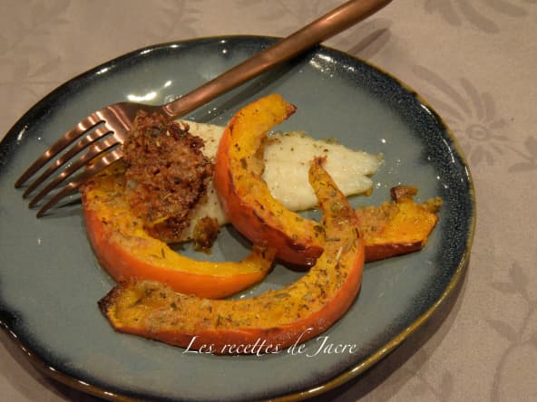 Potimarron roti au four et poisson en papillote