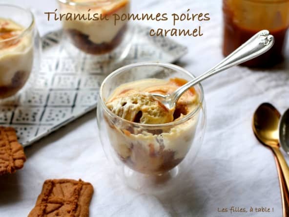 Tiramisu pommes, poires et caramel au beurre salé