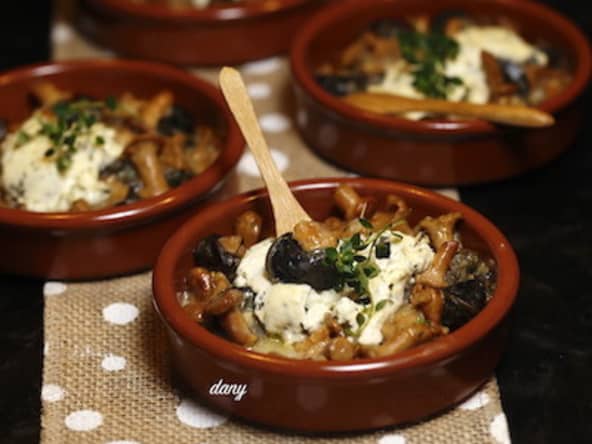 Escargots aux girolles gratinés au chèvre