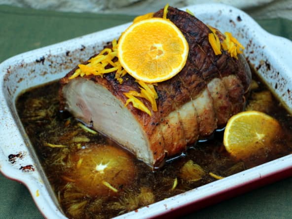 Rôti de porc à l'orange, Noilly Prat et romarin
