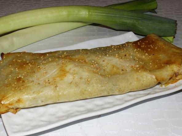 Strudel aux poireaux et au roquefort