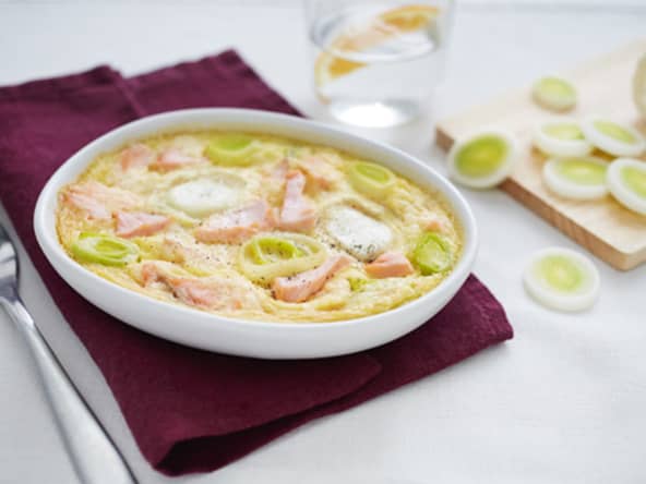 Flan de poireaux au saumon