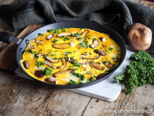 Omelette plate aux shiitakés et graines de sarrasin - Comment cuisiner des champignons shiitakés ? 
