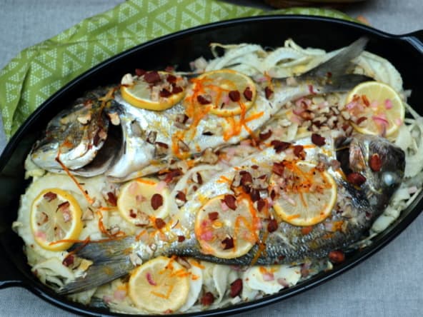 Daurade royale en papillote aux agrumes et fenouil