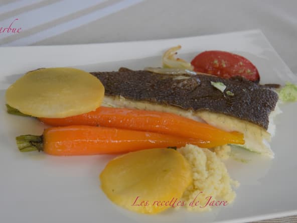 Barbue au four et ses petits légumes glacés
