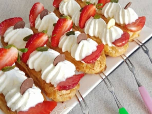 Éclairs acidulés au citron et fraises